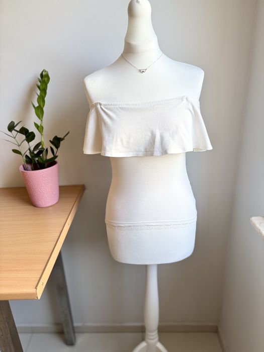 Biała bluzka hiszpanka z odkrytymi ramionami cropp XS