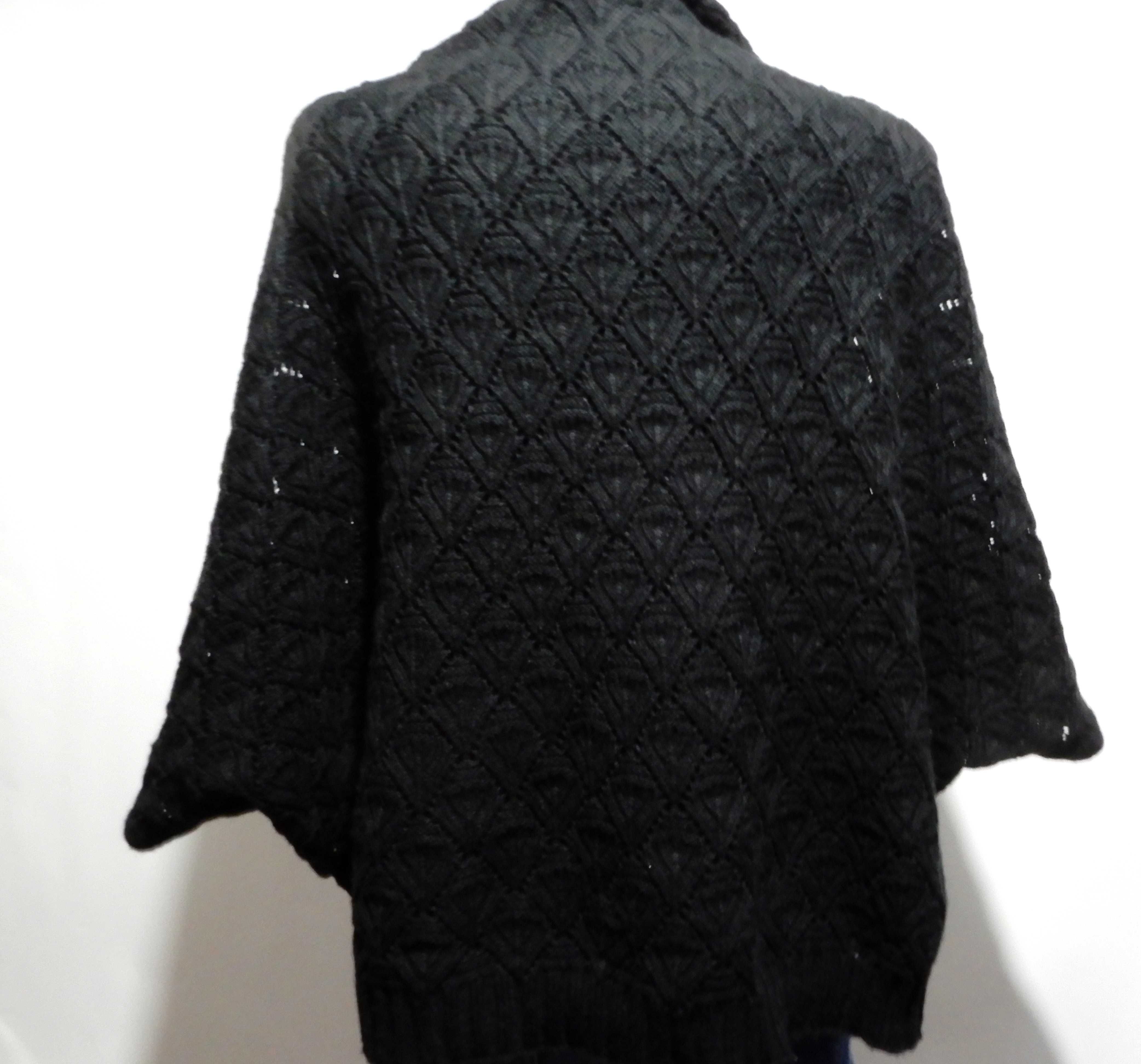 Swter sweter narzutka bolerko krótki rękaw czarne 48 50 4XL 5XL