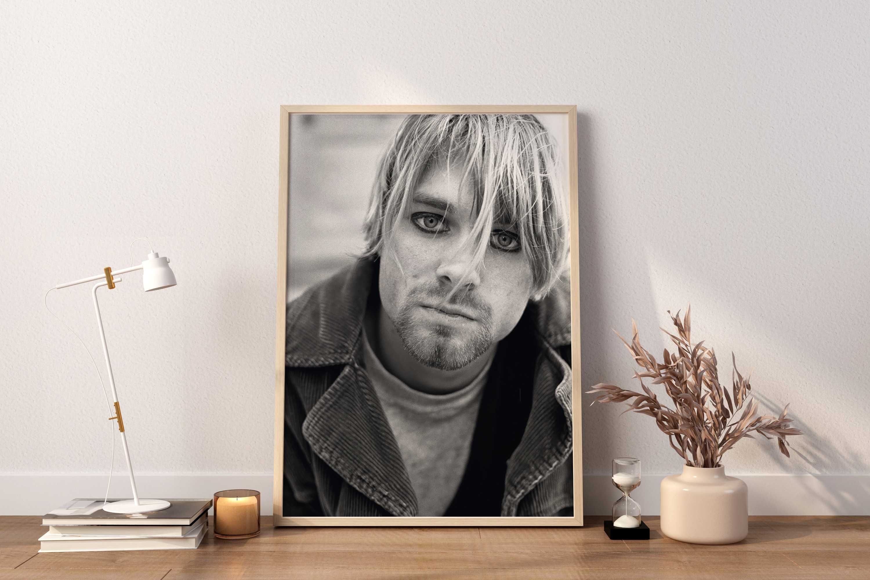 Plakat A3 Kurt Cobain czarno-biały