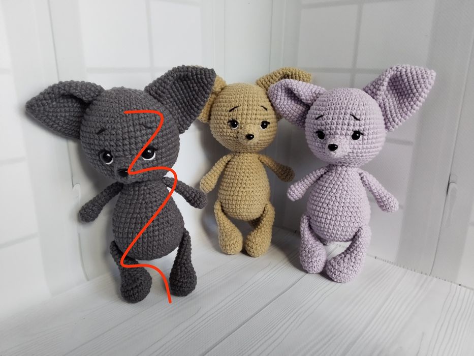 Вязанные игрушки. Лисенок Фенек. Кошечка.