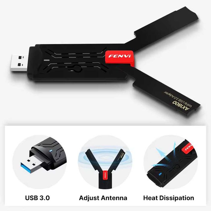 Adaptador Wi-Fi 6 Fenvi AX1800 — Novo, nunca usado