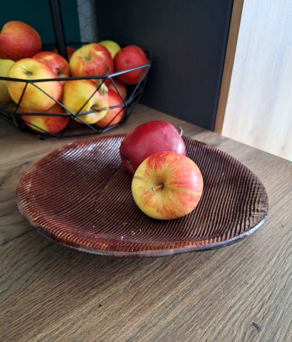 Handmade Misa Taca Patera Gliniana Ryflowana Vintage