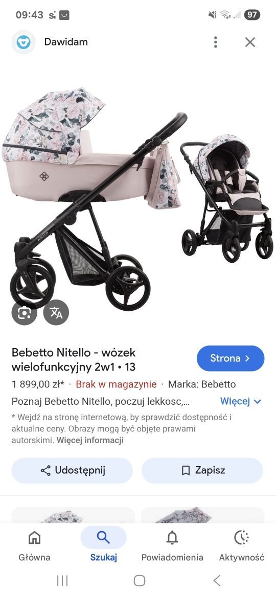 Wózek 3w1 bebetto nitello