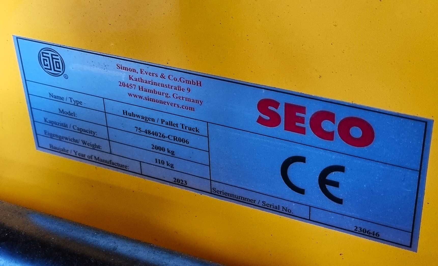 Wózek widłowy ręczny, paleciak 2500 mm