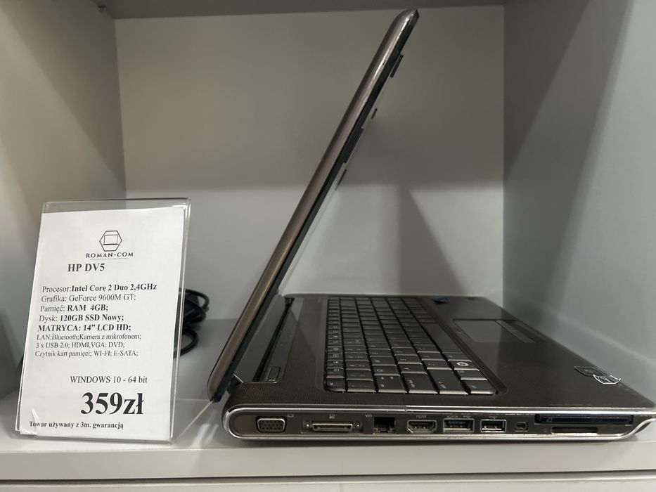 Laptop HP Pavilion DV5 :Intel C.2 x 2,4GHz/RAM 4GB/SSD 120GB/G.F.9600M