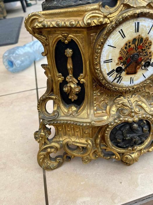 Zegar kominkowy brąz antyk XIXw Francja sygnowany 52cm prezent