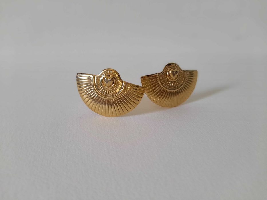 Brincos de mola vintage dos anos 80 banhados a ouro 18K