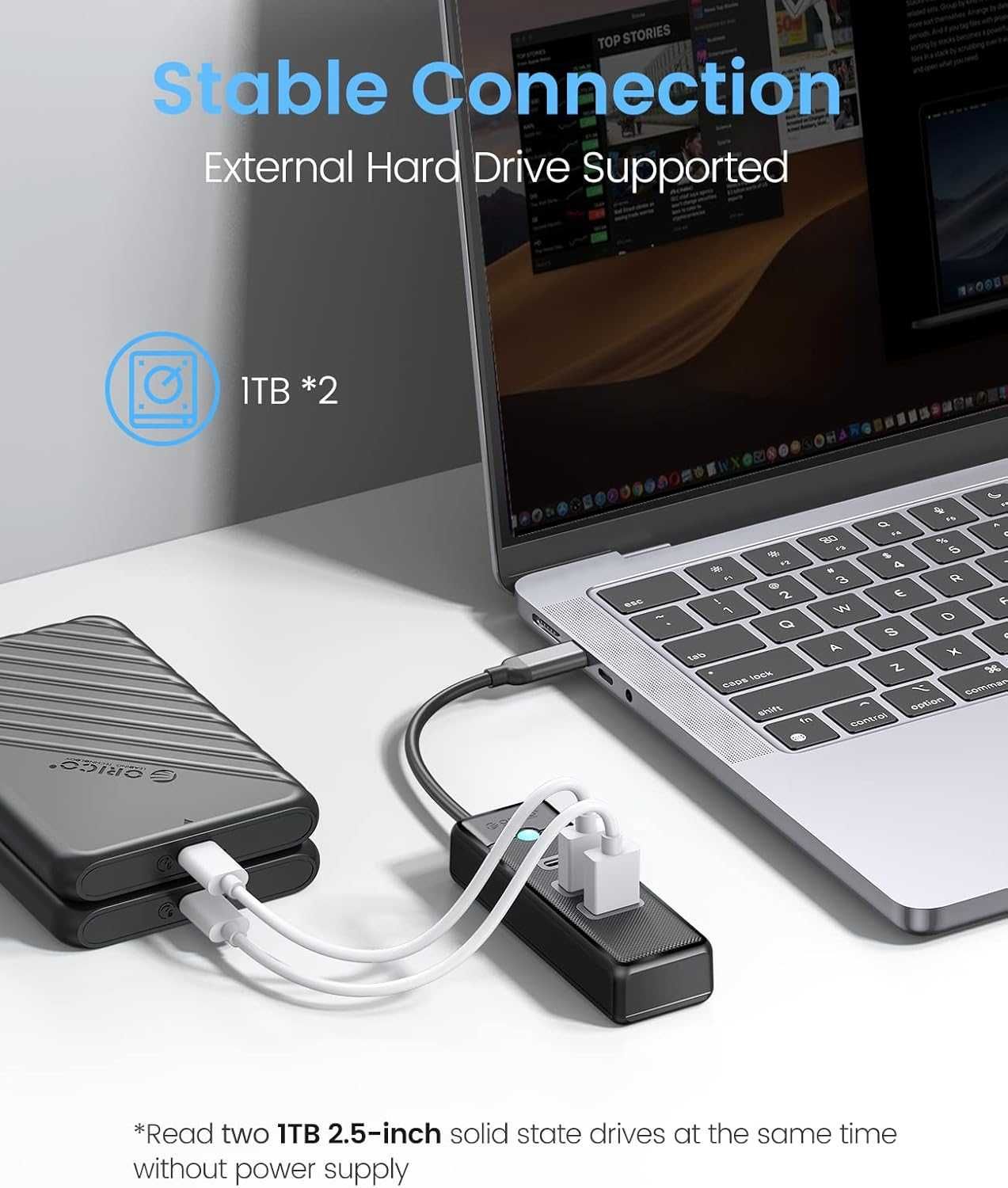 Rozdzielacz-3 porty,2 USB A i 1 typ C do laptopa,telefonu ORICO