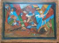 Stary Ciekawy Obraz Art - deco Abstrakcja