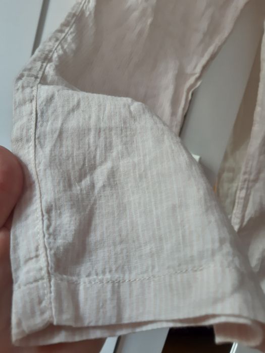 Piekne beżowo białe spodnie len plus bawełna