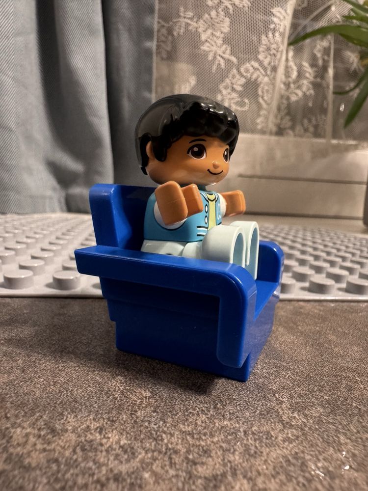 Krzesełko dziecięce a’la Lego duplo klocki niebieskie krzesło mebelki
