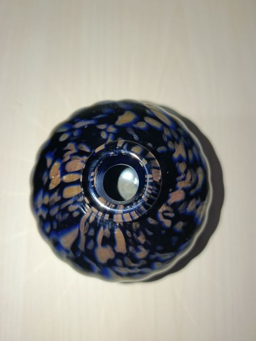 Vaso de Vidro Artístico Italiano Cristalcor – Azul Meia-Noite com Deta