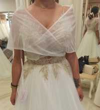 Nowe bolerko etola narzutka ślubna suknia ślubna ecru ivory biały