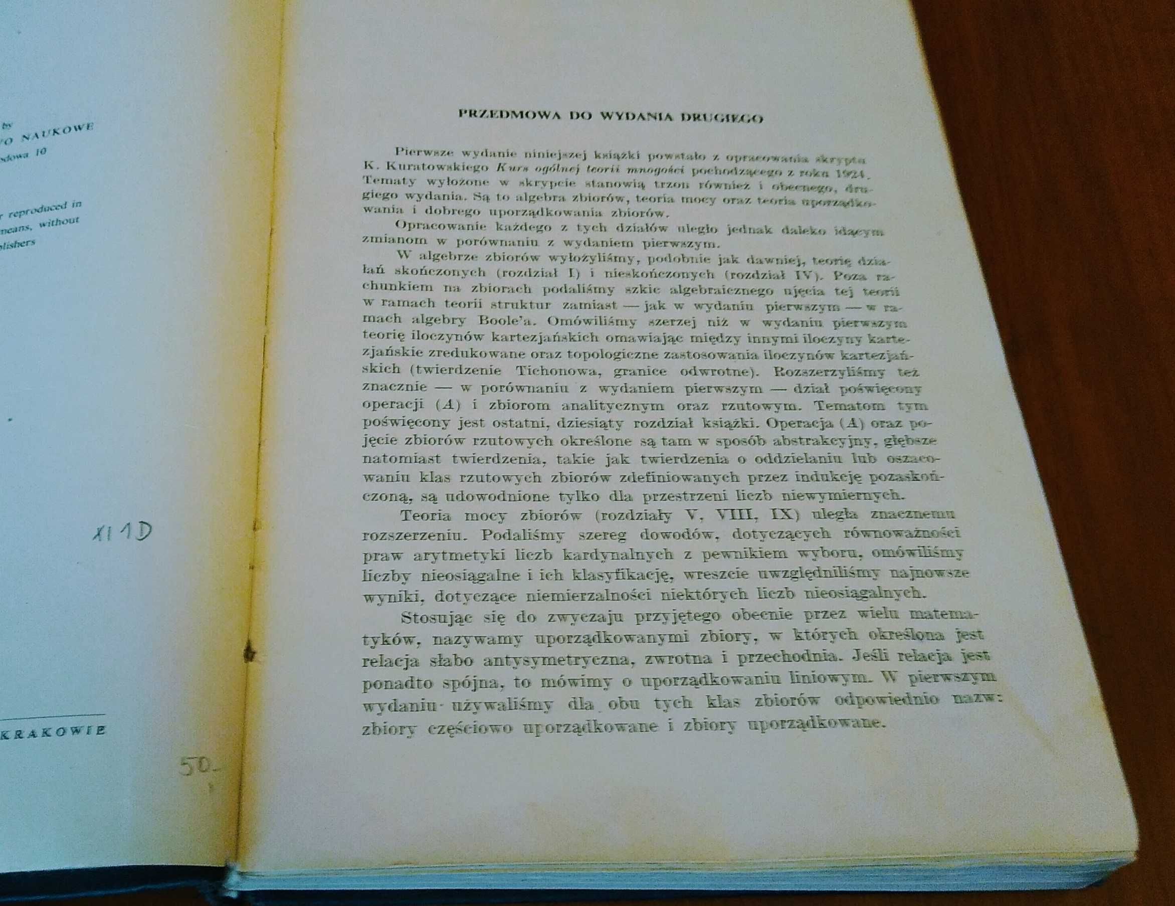 Teoria mnogości  Monografie Matematyczne 27 Kuratowski Mostowski