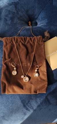 Zestaw biżuterii Michael Kors różowe złoto kolczyki + naszyjnik