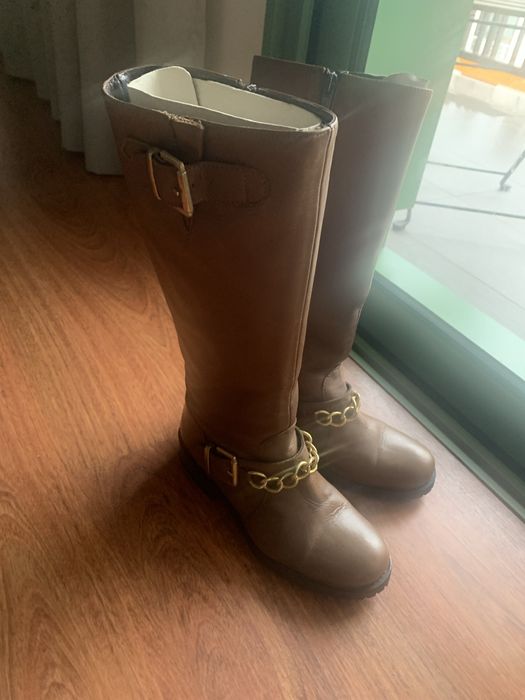 Botas castanhas, 100% pele