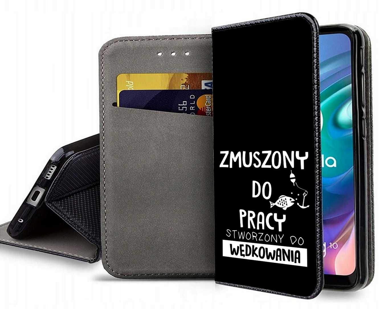 Etui zamykane z motywem wędkarskim dla telefonów Samsung Huawei Xiaomi