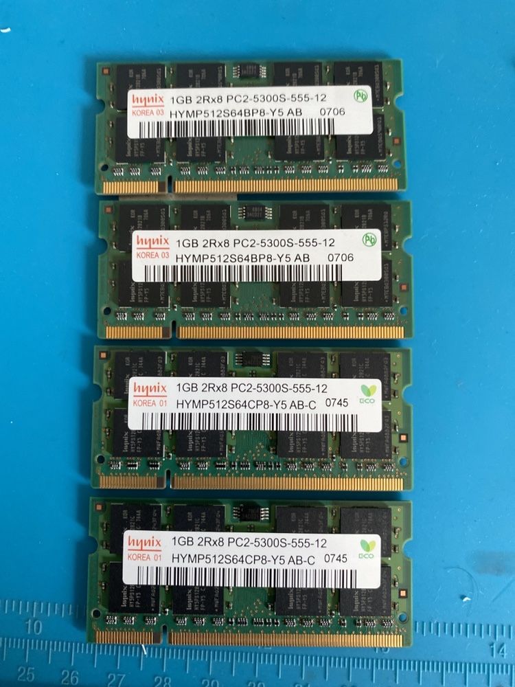 Memória portátil 4x 1GB 2Rx8 PC2-5300S-12 RAM Hynix