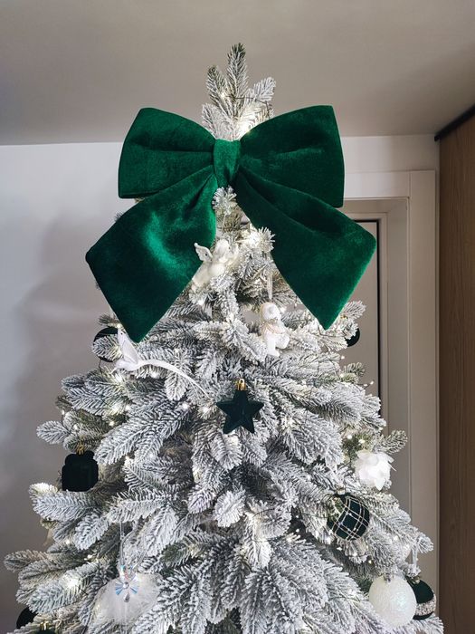 Бант новорічний оксамитовий смарагдовий 34 см