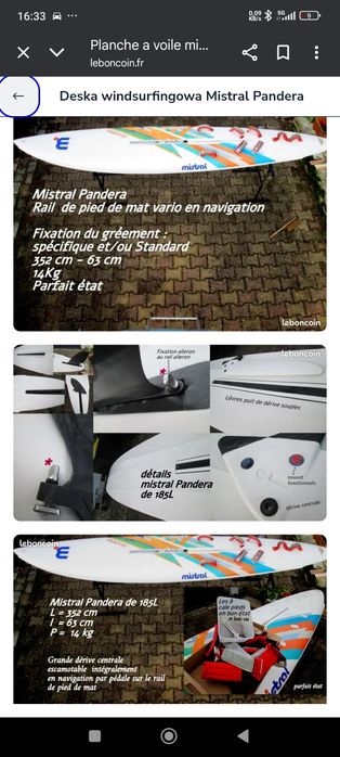 Mistral Pandera Carbon vol. 185 Windsurfing Nie One Design