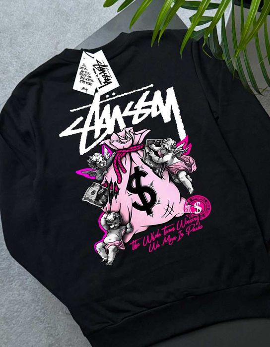 Свитшот черное Stussy » Money Angel » Кофта » С-ХЛ