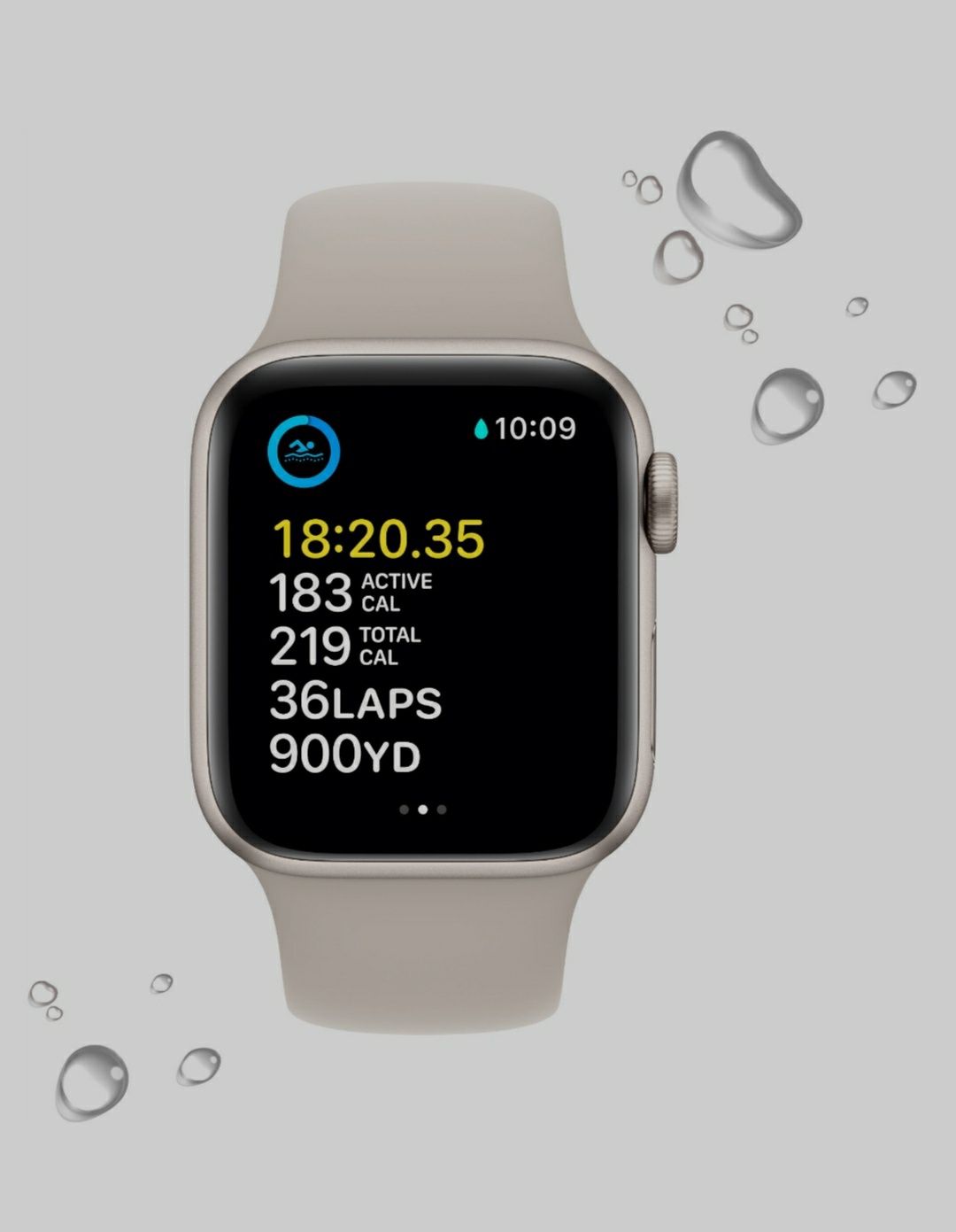 APPLE Watch SE 2gen GPS 40mm koperta z aluminium (księżycowa poświata)