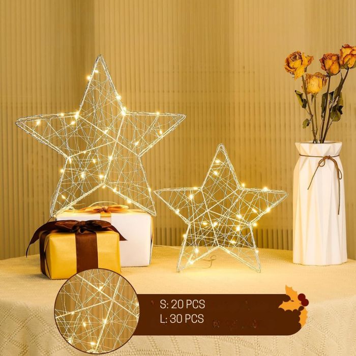 Lampa Stołowa LED w Kształcie Gwiazdy 2 Sztuki Dekoracja Świąteczna