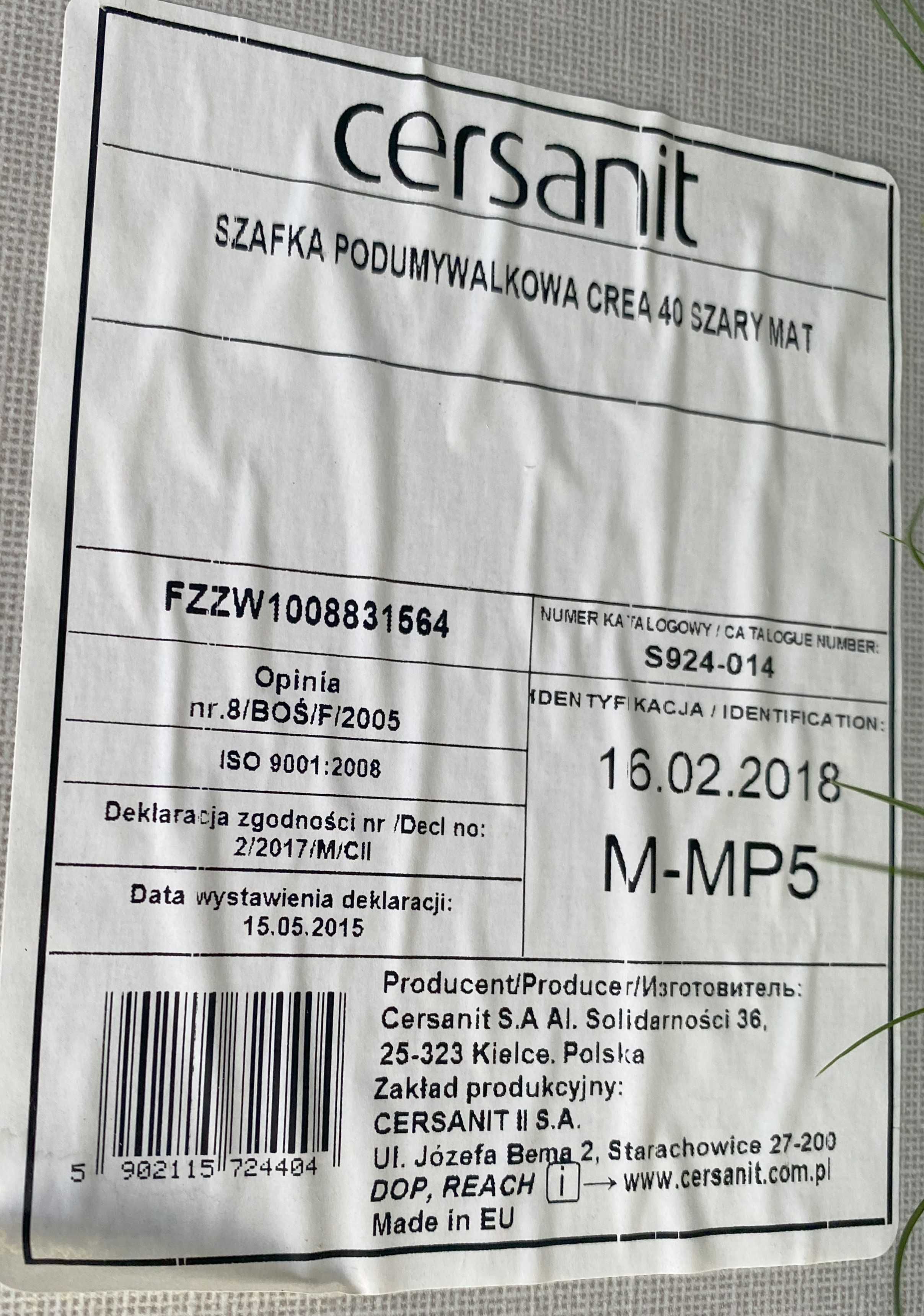 Szafka z umywalką Cersanit CREA 40 i baterią Omnires