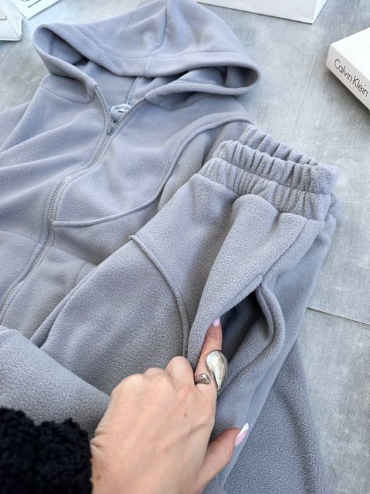 Флісовий якісний костюм жіночий худі на замку та штани