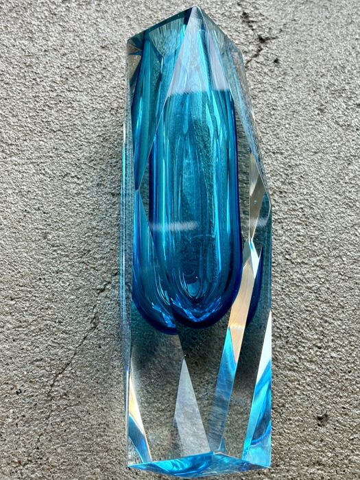 Ogromny Wazon Murano San Marco by Alessandro Mandruzzato 31cm Sky Blue