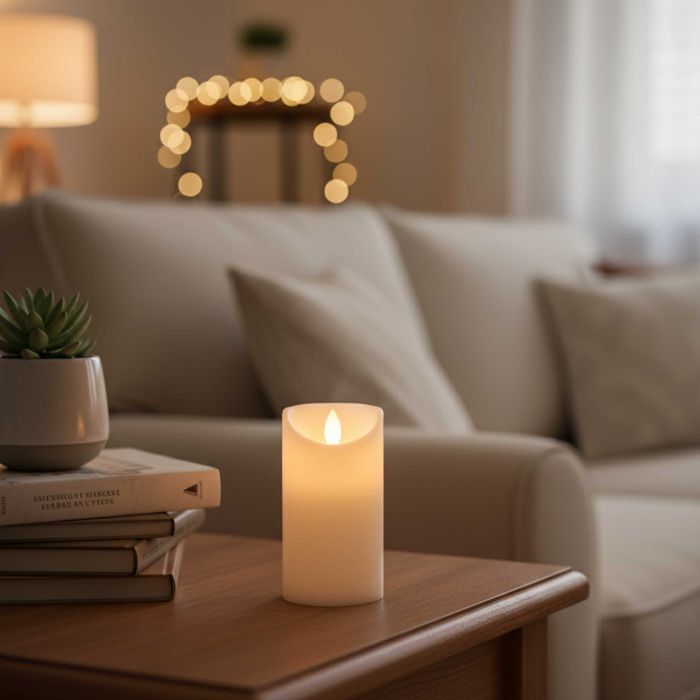 ŚWIECA LED Ruchomy Płomień Znicz 15cm BIAŁA Na Grób Realistyczna