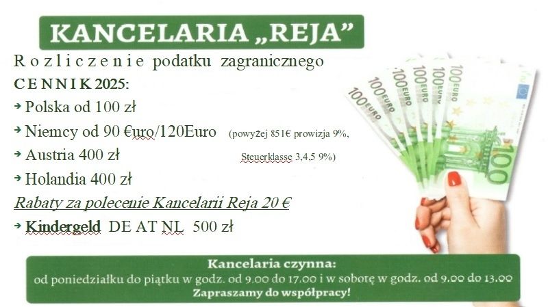 Rozliczenia podatku DE, AT, NL, PL, Kindergeld, pomoc UE