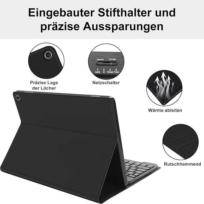 JADEMALL etui z klawiaturą do tabletu HD 0/HD10 Plus  QWERTZ niemiecki