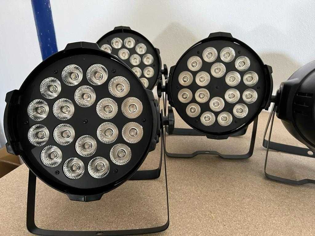 PAR LED,s RGBWA + UV 18X18W DMX