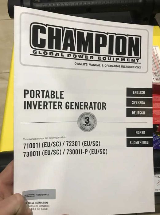 Инверторный генератор Champion 7300 3,5 кВт 73001i-E-EU (3500 Watt)