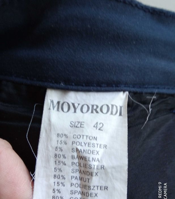 MOYORODI eleganckie spodnie 50 granatowe 104-100cm