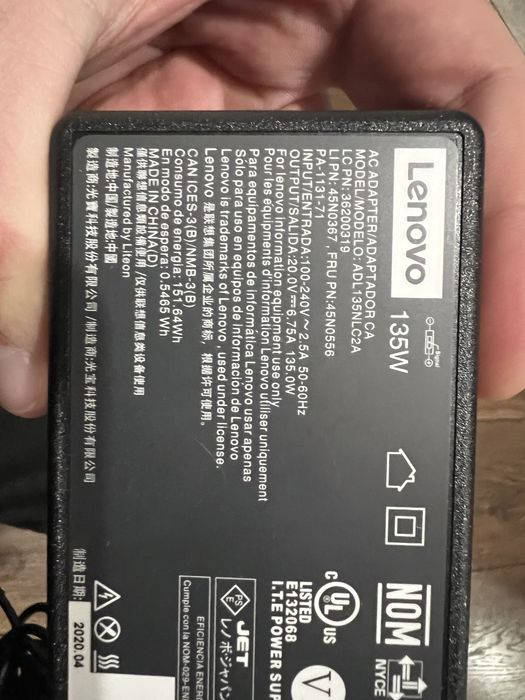 Блок питания Lenovo 135w 20v USB pin оригинал