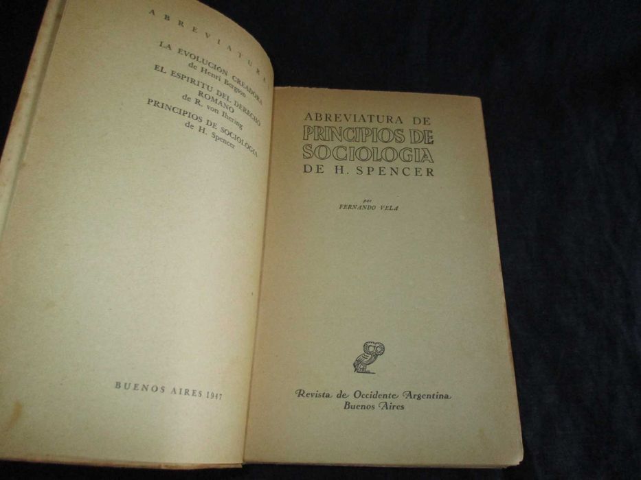 Livro Abreviatura de Princípios de Sociologia H. Spencer II