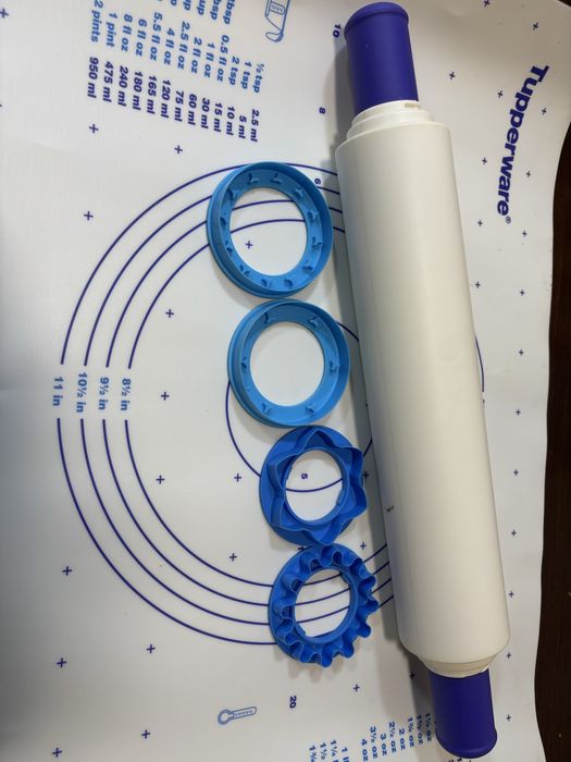 Набор скалка с кольцами насадками + подложка синяя Tupperware Тапервер