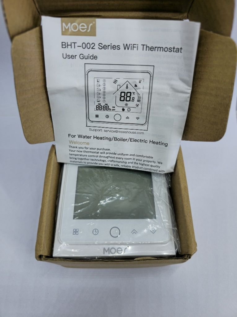 Термостат Moes BHT-002 GBLWW-N 16А для электро теплого пола с Wi-Fi