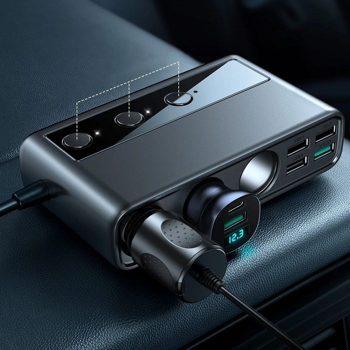 Ładowarka samochodowa 9w1 Joyroom 154W 5x USB / USB-C / 3x gniazdo