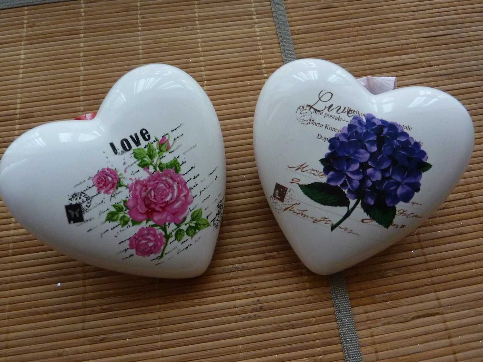 Zestaw serce serca ceramiczne LOVE Walentynki 3szt