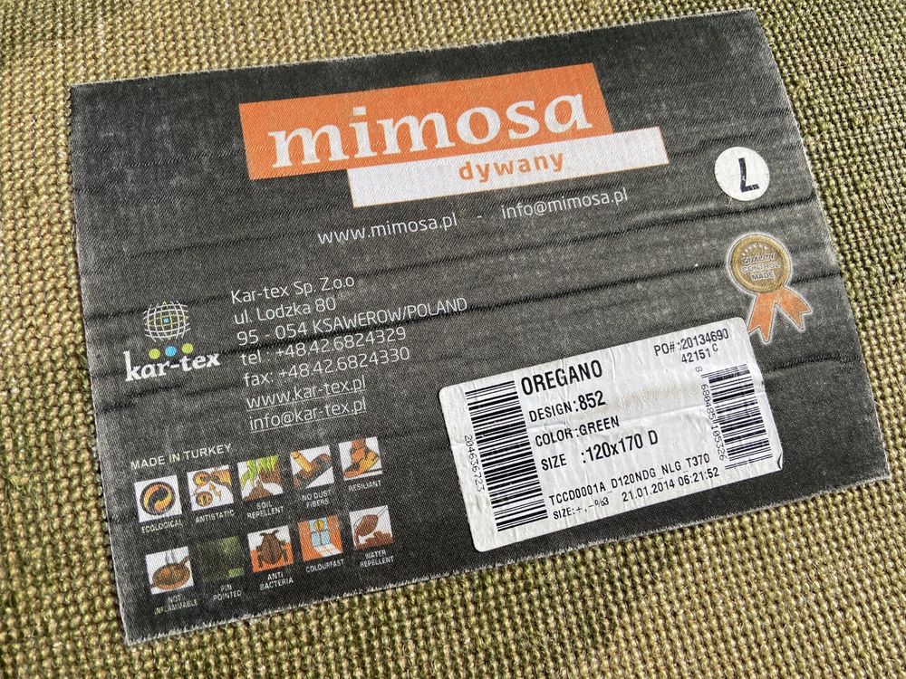 Dywan zielony Mimosa Oregano 120x170cm gruby nowoczesny Jysk