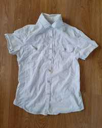 biała koszula z krótkim rękawem zapinana na guziki vintage y2k