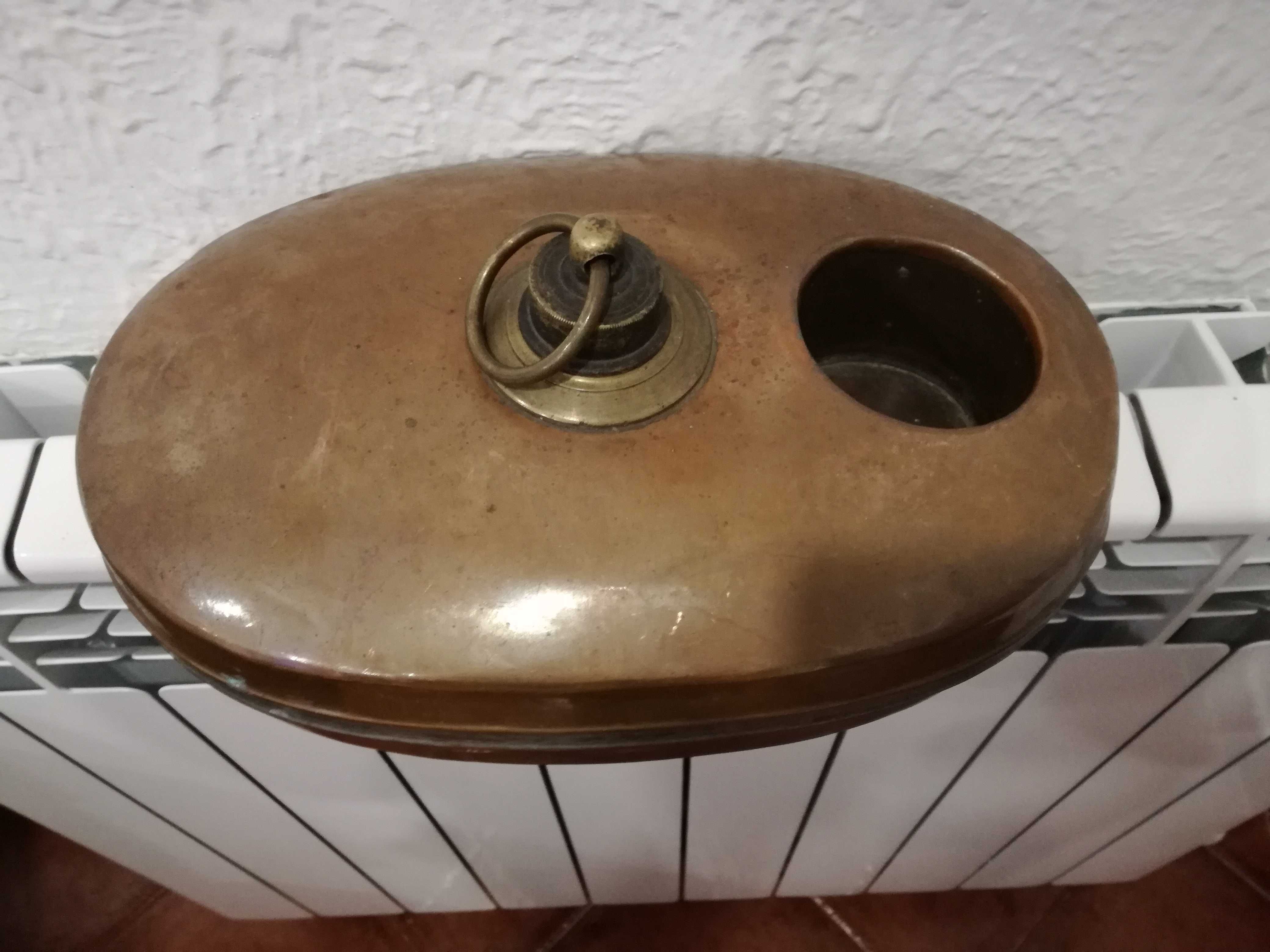 Botija Cobre p/ Aquecer os Pés c/ Tampa Roscada e Cavidade p/ Garrafa