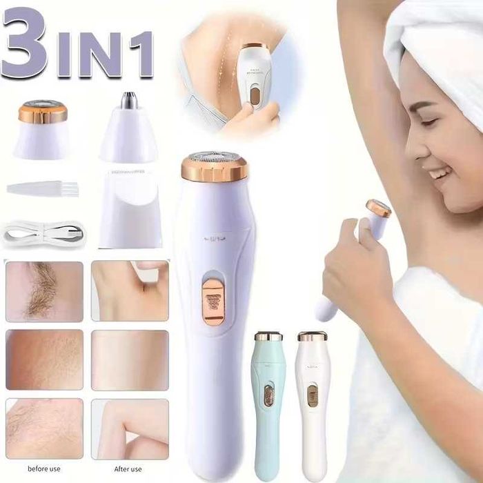 Depilador elétrico 3 em 1. Carregamento USB. Novo,