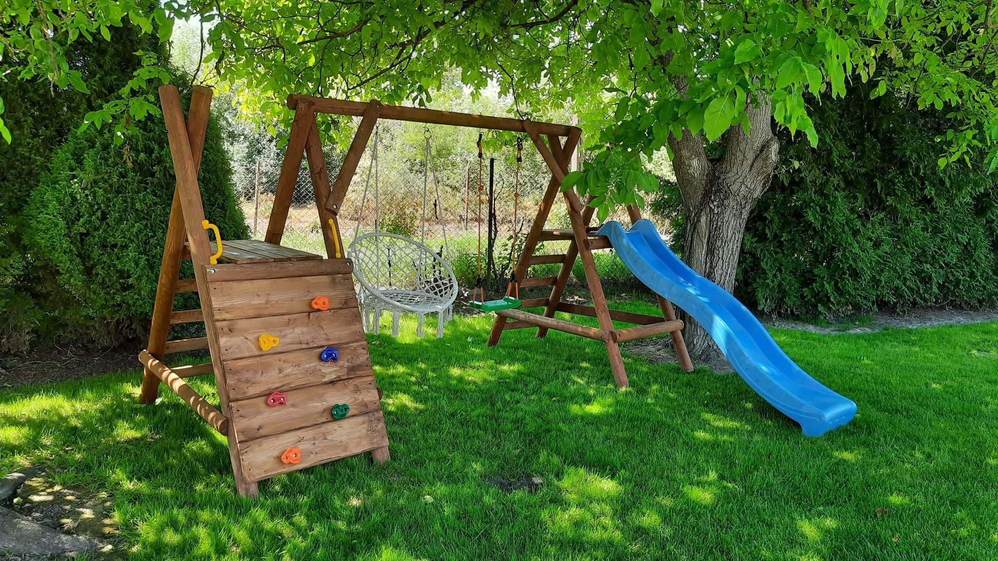 Drewniany Plac Zabaw do Ogrodu OLAF 2XHuśtawka Ścianka Ślizg PRODUCENT