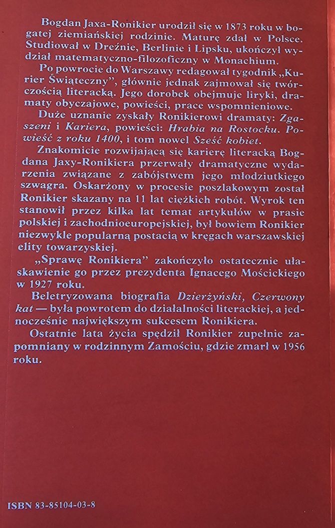 Komunizm Dzierżyński czerwony kat. Bogdan Jaxa-Ronikier OKAZJA *