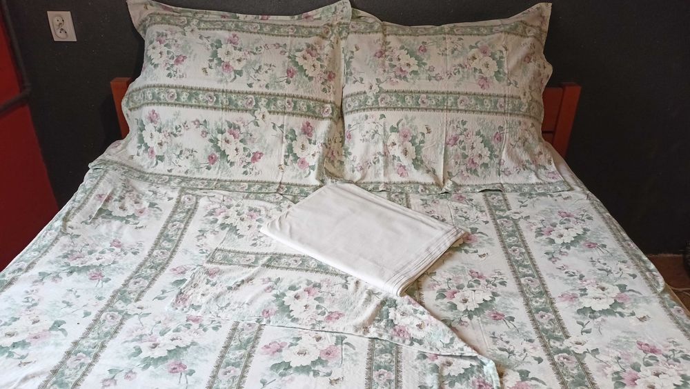 Pościel PRL komplet 2 x, bawełna kora, 5 cz., prześcieradło