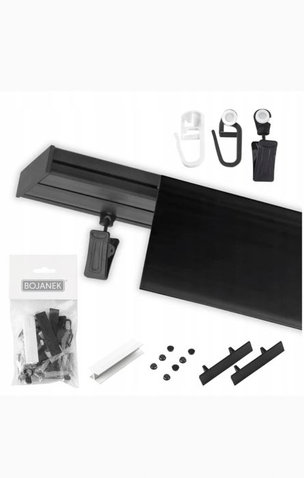 Karnisz przysufitowy podwojny czarny nowy akcesoria.